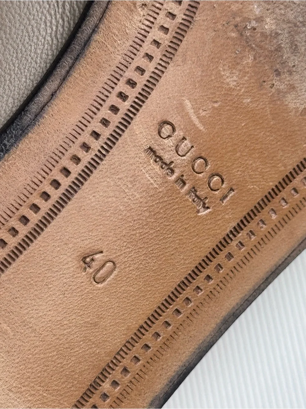Gucci Brixton Leather Horsebit Loafers in the classic taupe/mud colorway. - Picture 10 of 14